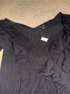 White House Black market Wrap-Style V-Neck Top large nwt